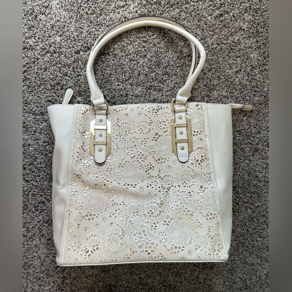 Apt. 9 Handbags - Apt 9 Large Shoulder Tote Bag - Cream + Gold